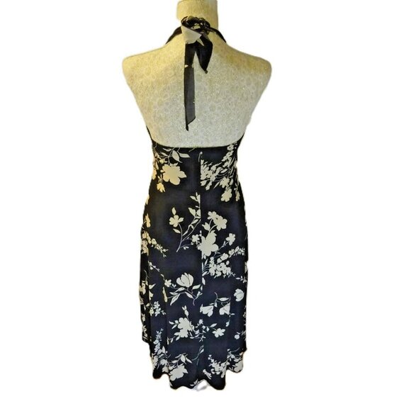 Speechless Medium Halter Style Black and Cream Tropical Dress Preloved - Picture 3 of 9